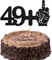 Ephlyn 1Pc 49+1 Black Glitter Cake Topper 50th Birthday Party Cake - 50th-1Pcs / Black
