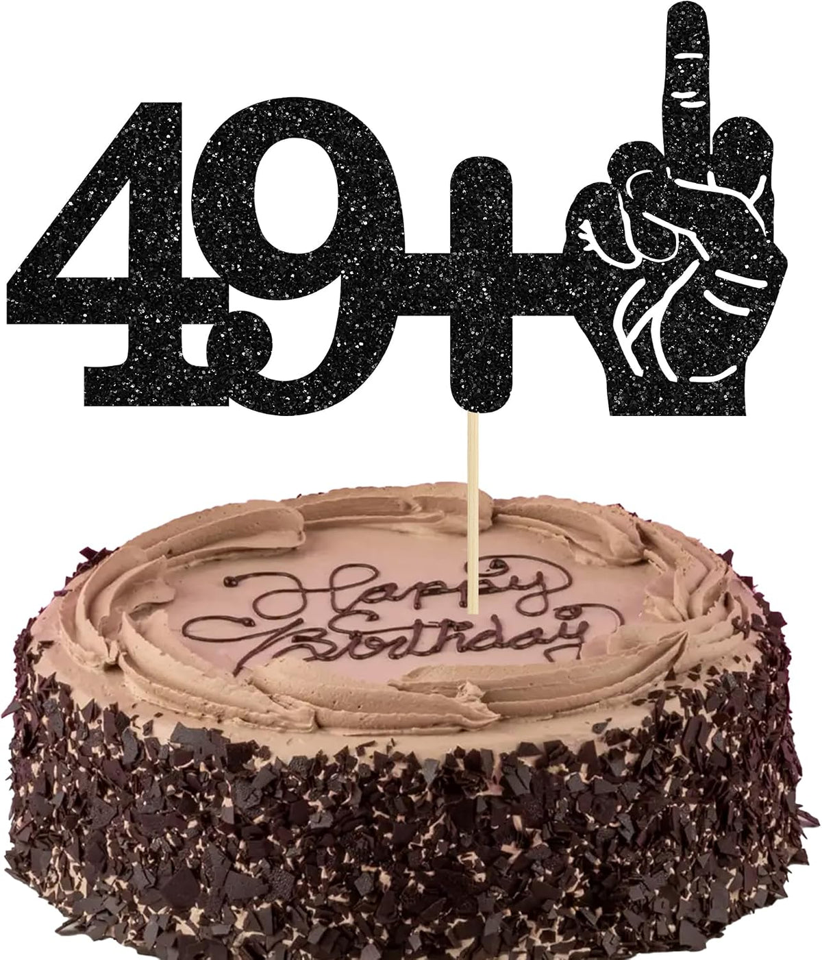 Ephlyn 1Pc 49+1 Black Glitter Cake Topper 50th Birthday Party Cake - 50th-1Pcs / Black