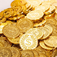 Vonokee 120 plastic gold pirate coins with skull and ship designs - view 2