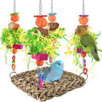 ERKOON Bird Toys, Parrot Toys Foraging Swing Mat Parrot Cage Hanging Toys Birds Grass Mat Climbing - Parrot swing mat-1 Pack