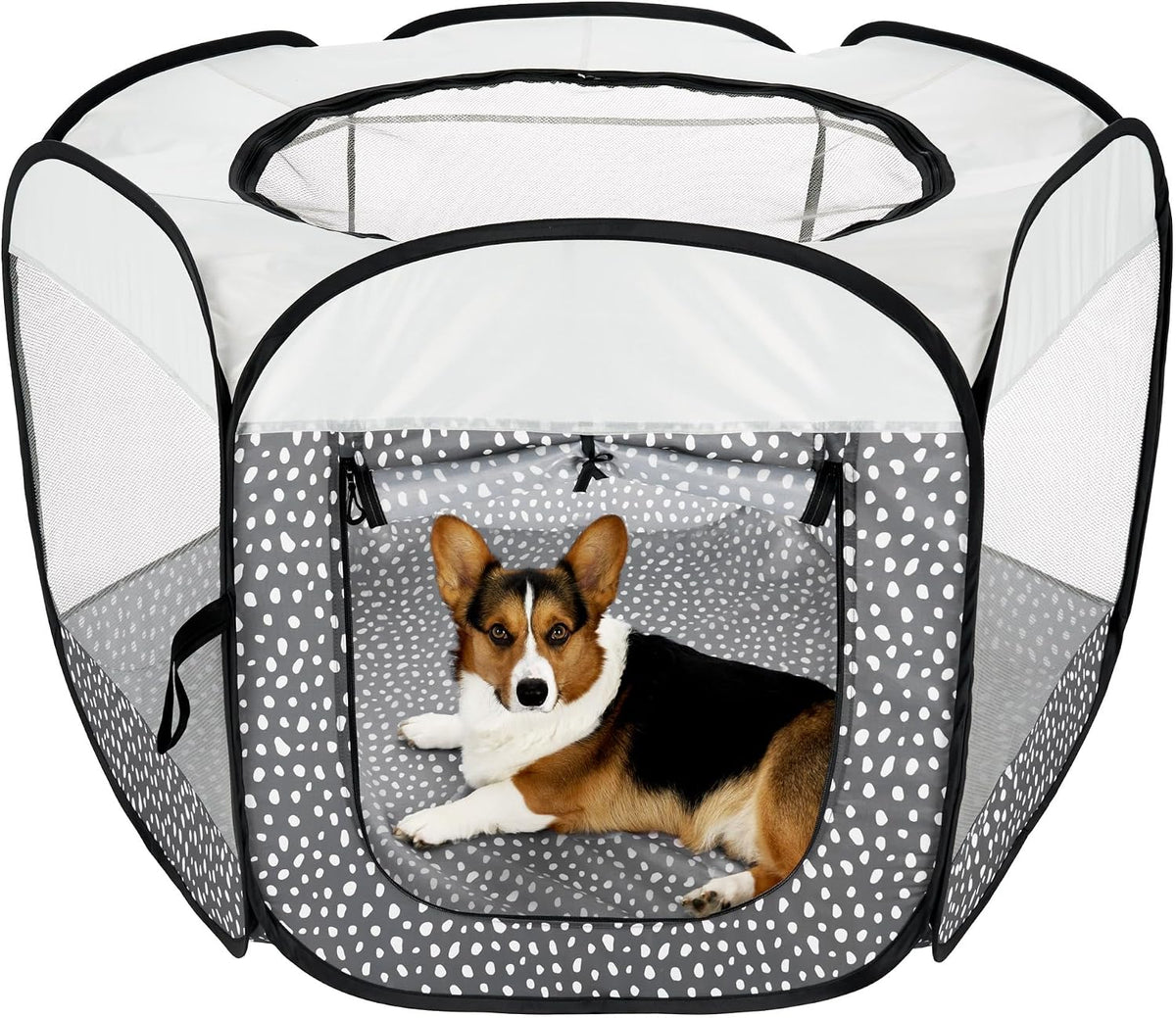 FurHaven Soft-Sided Dog & Cat Playpen - Gray Pebbles / Large