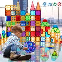 Magnetic Tiles Kids Magnetic Blocks 32PCS Building Sets for Kids Ages - 130pcs Magnetic Tiles With 2 Cars - image 4