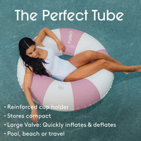 FUNBOY Giant 46" Vintage Pink Stripe Pool Tube Float with Cup Holder – Fun for Kids & Family - Purple - image 3