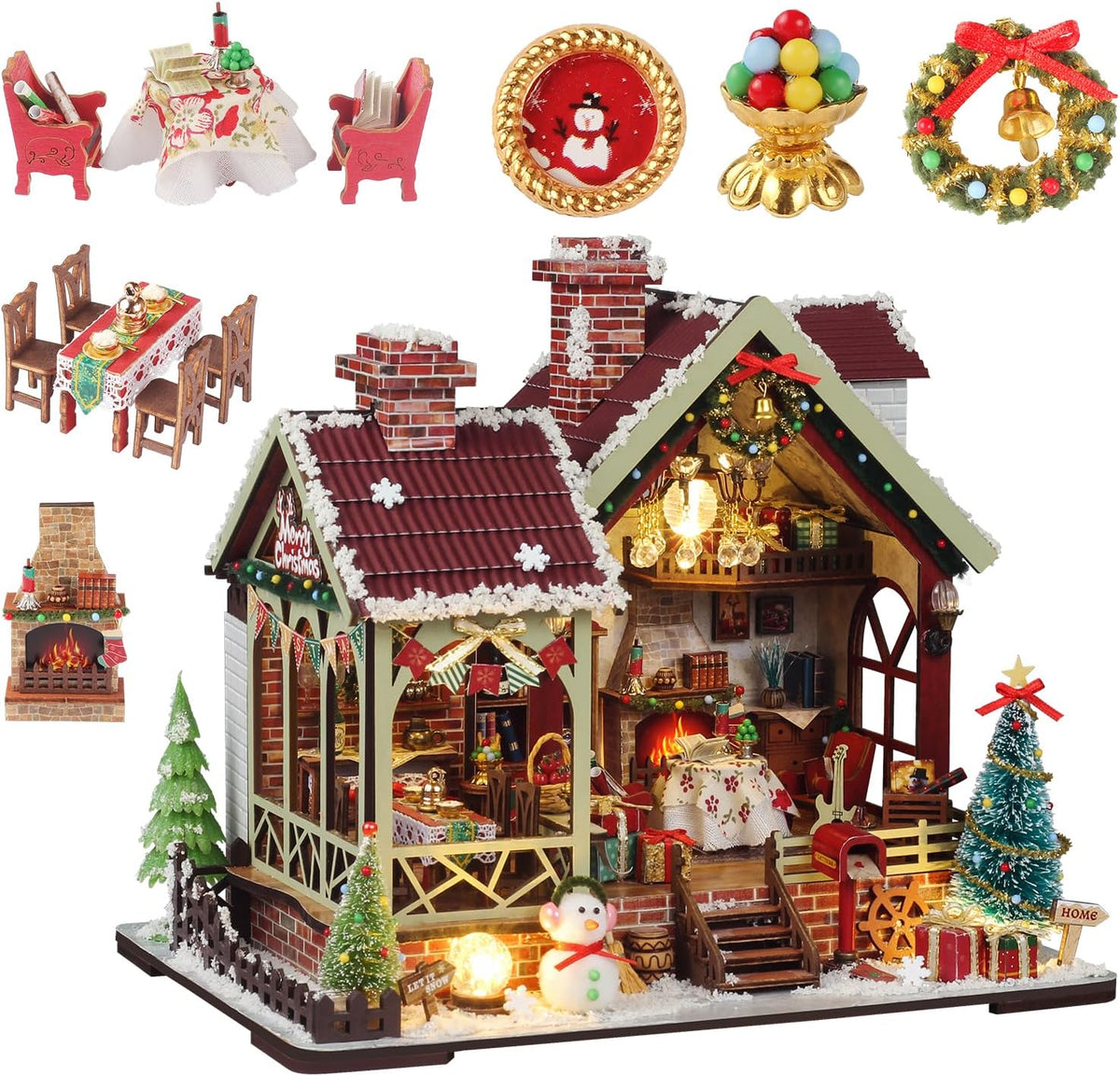 OZJAY Warm Christmas Lodge miniature house kit for adults with LED lights - view 3