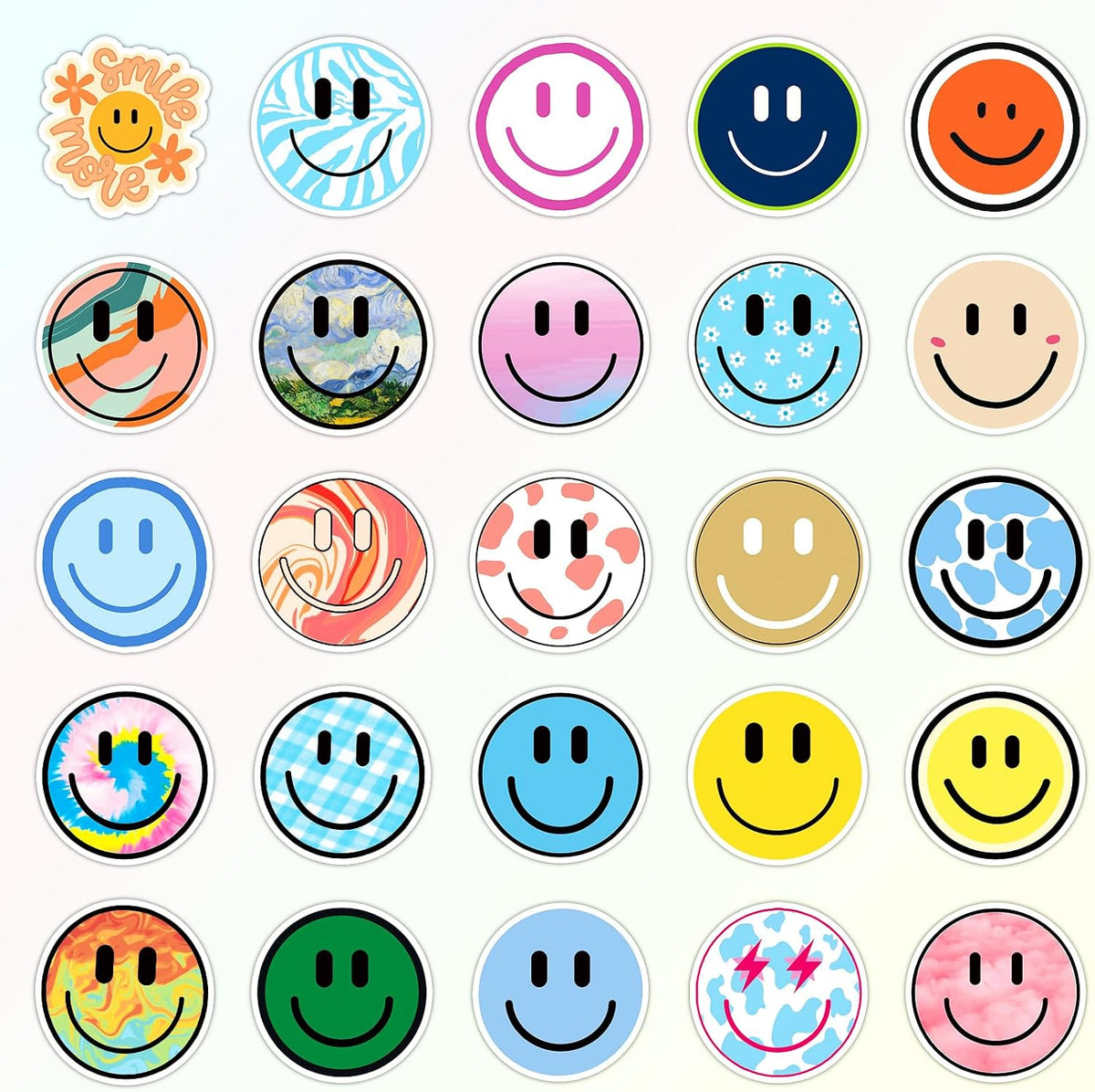 50PCS Smile Face Stickers Cute Water Bottle Stickers for Kids – Fun for Kids & Family - 100pcs Smile Neon Stickers - image 3