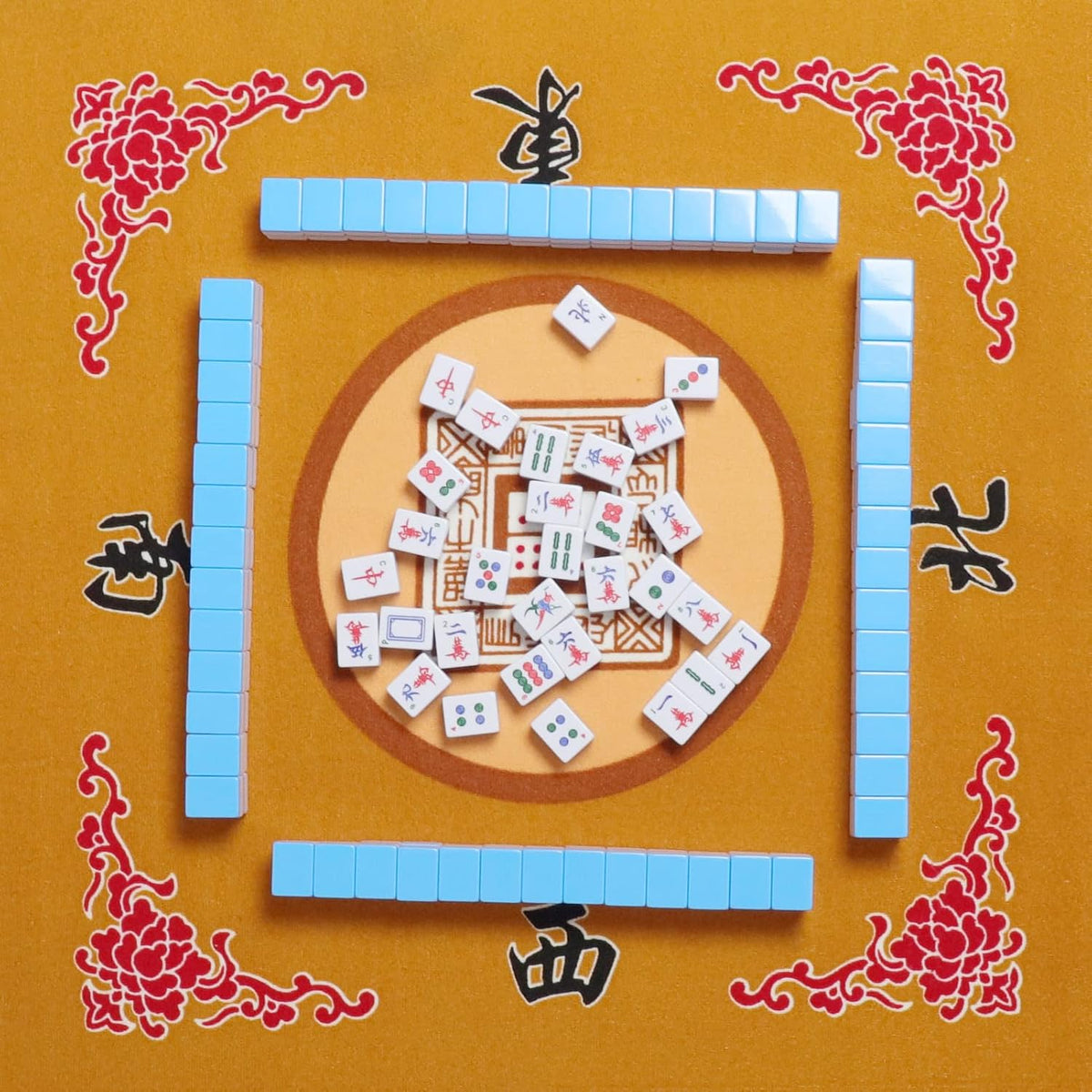 Mahjong Mat with 3 Dice & Carrying Bag - Yellow - image 4