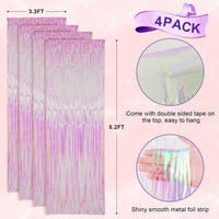 Voircoloria 2 Pack Gold Foil Fringe Backdrop Curtains - Iridescent Transparent / 4 - image 3