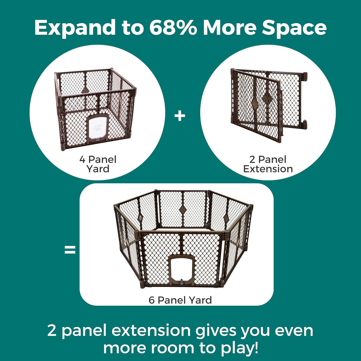 MyPet North States Petyard Plus: 3 Ft. Wide Folding Dog Playpen - 2-Panel Extension / Basic / Espresso - image 2