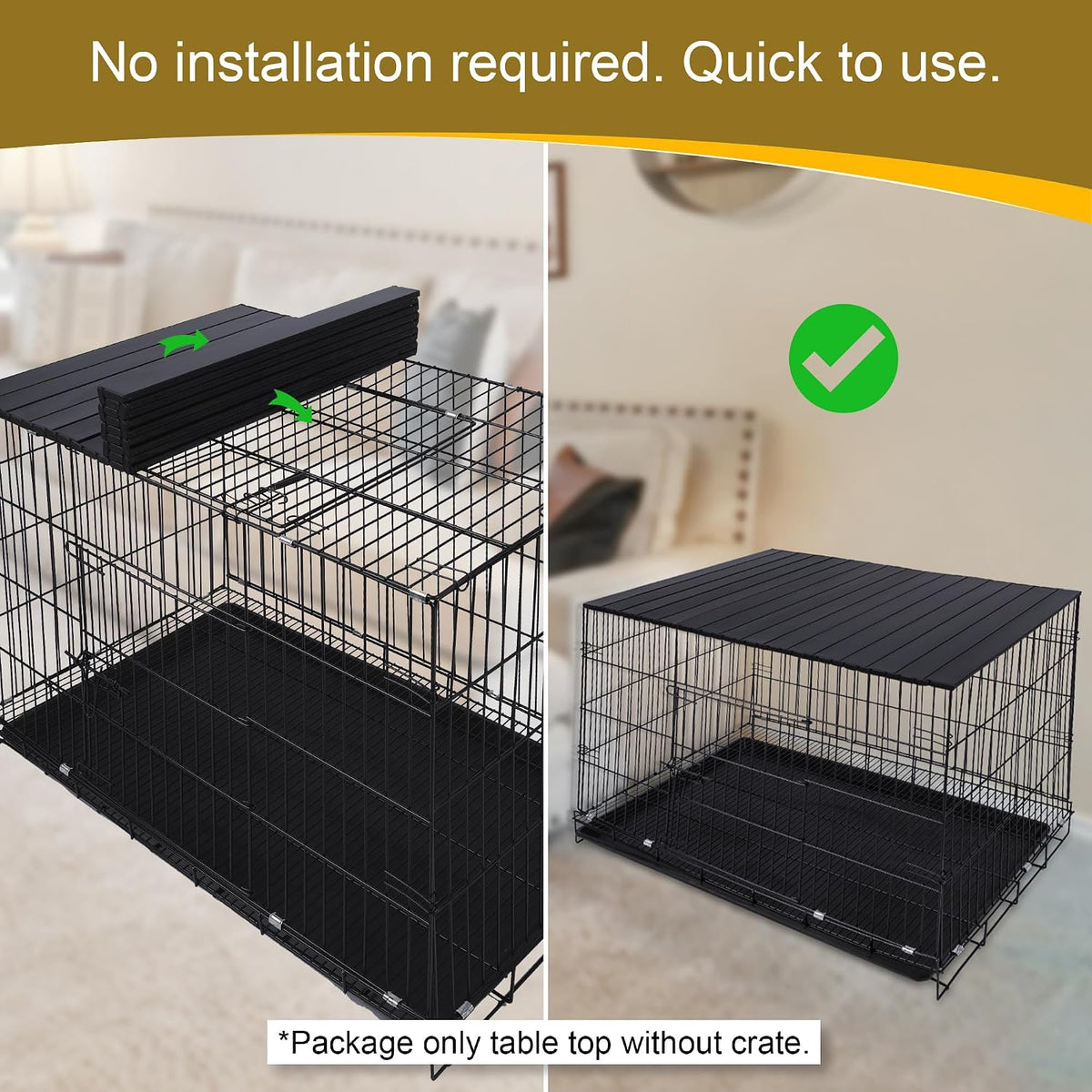 Petmystify black foldable aluminum dog crate topper with magnets, 43.5 by 28 inches - view 4