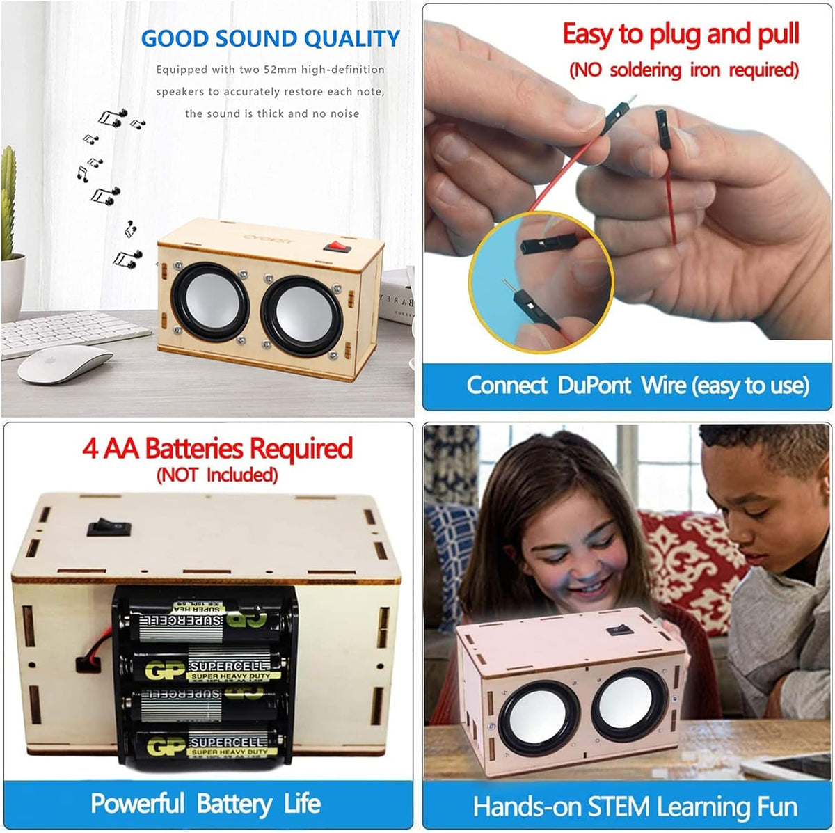 Teen Boy Gifts -DIY Bluetooth Speaker Kit -STEM Science Electronics - Dual Speakers - image 4
