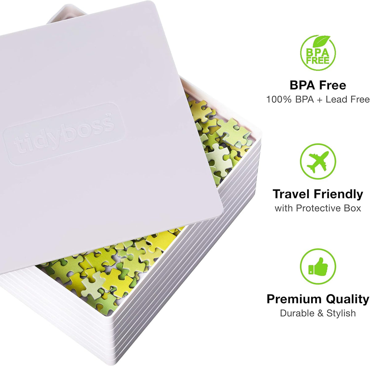 Tidyboss 8 Puzzle Sorting Trays with Lid 8" x 8" - White / 8"x8" - image 3