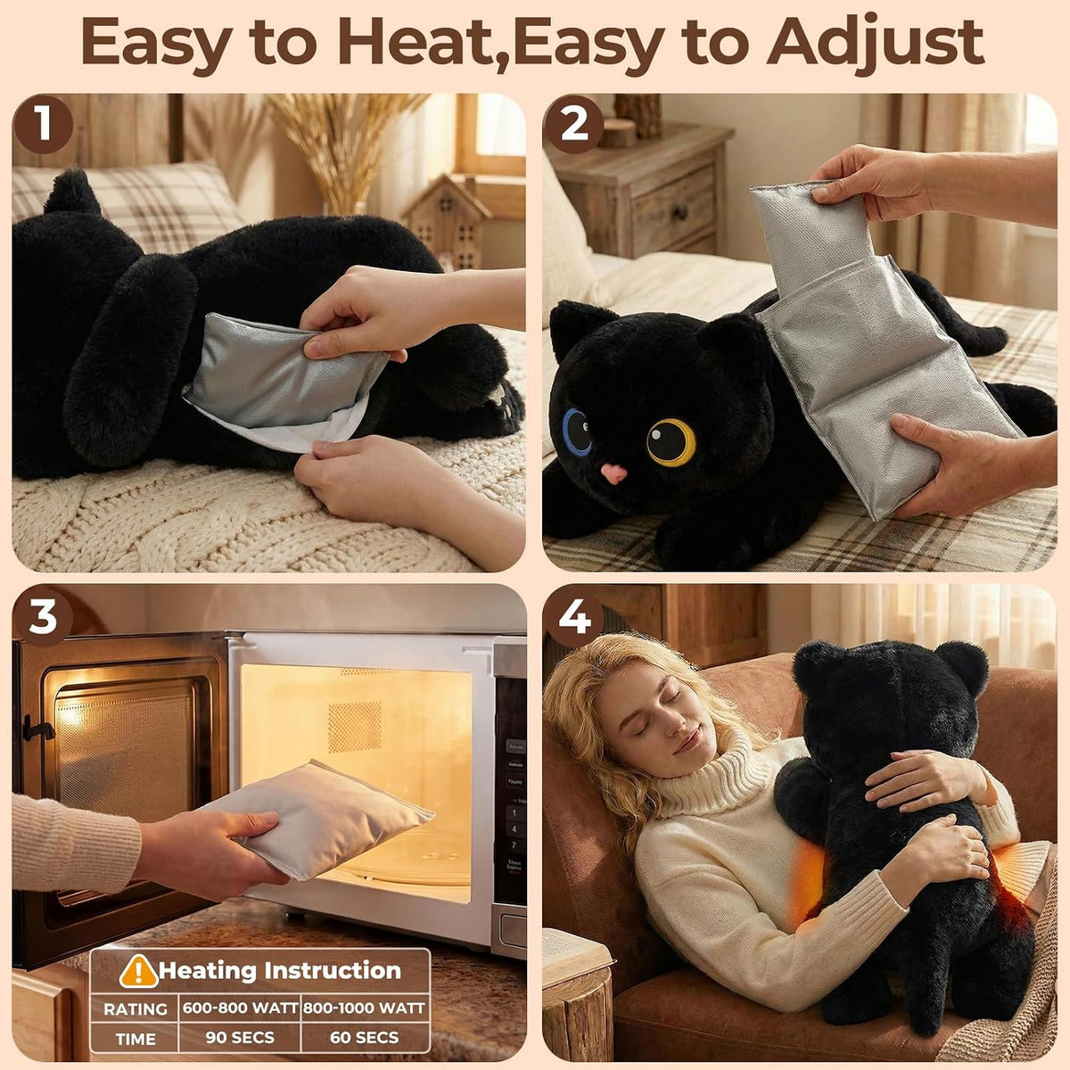Mewaii Weighted Stuffed Animals Black Cat Plush - Black / 23 Inch - image 4