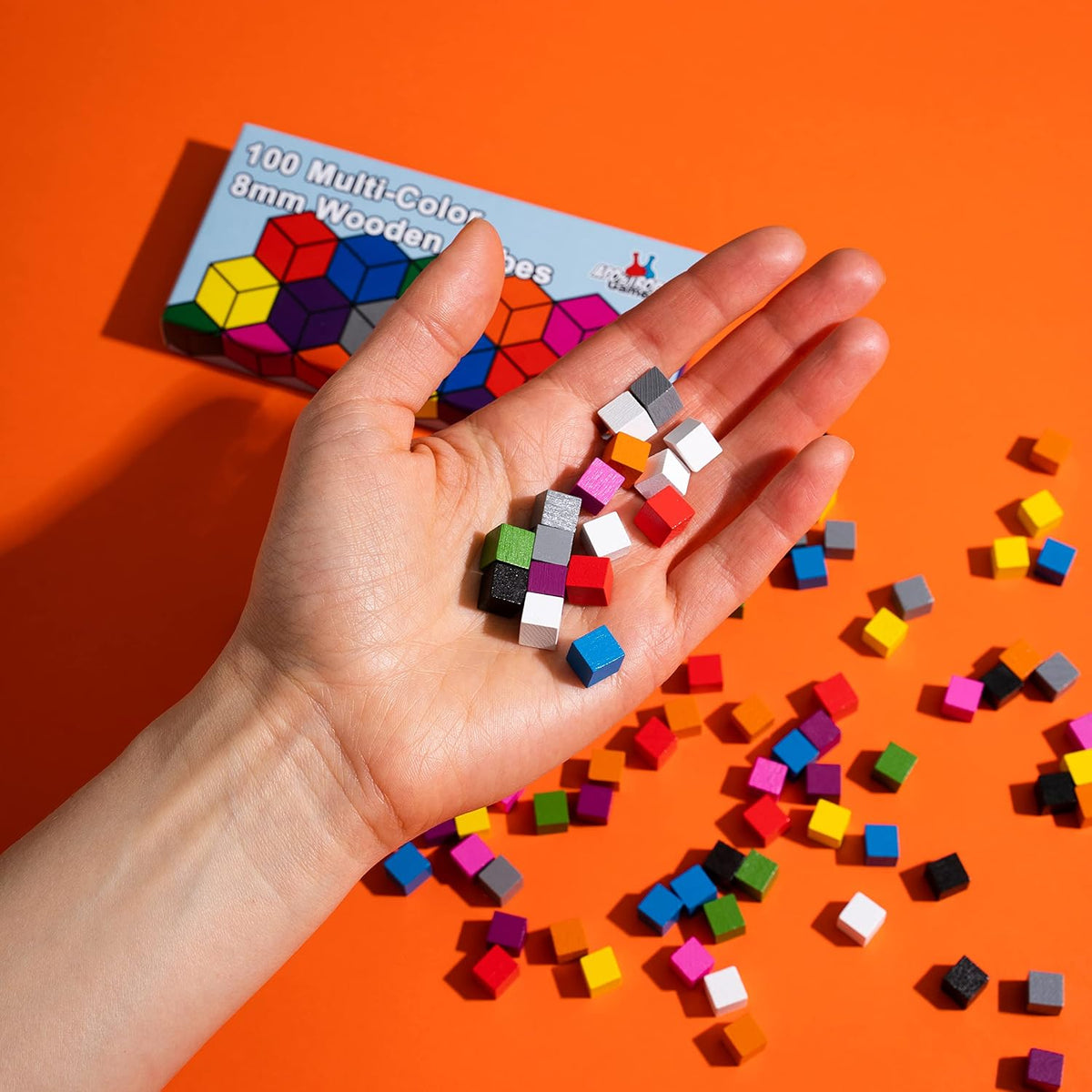 100 Wooden Meeples, Multi Color Board Game Tokens & Replacement Pieces – Fun for Kids & Family - 100 Wooden Cubes - image 2