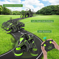 Eulogia remote control motorcycle with glowing RGB wheels, detachable rider and side wheels - view 7