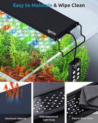 Plant Growth Aquarium Light, 24/7 Custom Timer, Power-Off Memory, 48-54in Full Spectrum Aquarium Plant Lights, 7-Row LED 8 Colors, 20 Adjustable Brightness, Day & Night Cycle for Freshwater