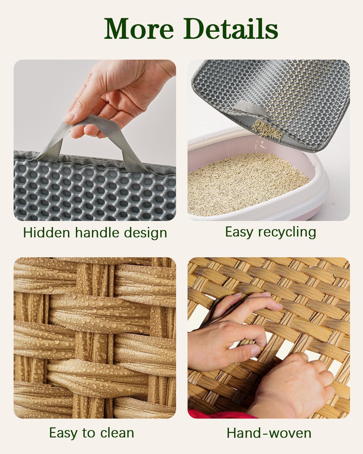 Cat Litter Box Enclosure, Extra Large Hidden PE Rattan Natural – Essentials for Cats - Natural - image 4