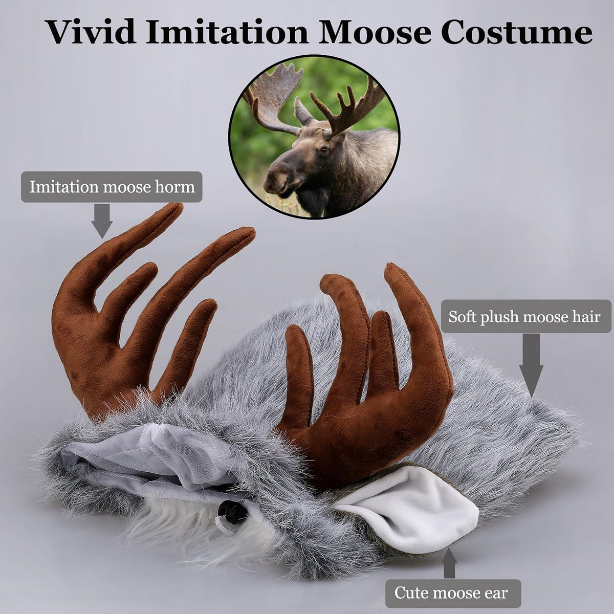 Funny Pet Reindeer Moose Costumes for Dog - Moose / Size L - image 3