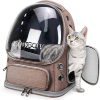 Cat Backpack Carrier, Breathable Cat Carrier Large Space Bubble Pet Backpack for Kitty Small Dog up - Khaki