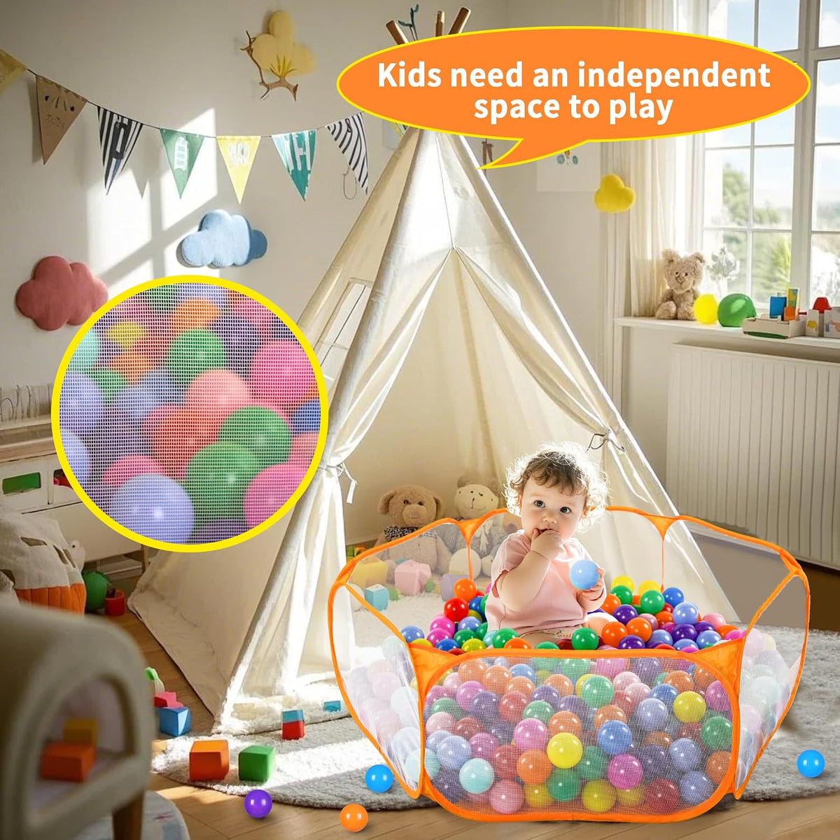 STARBOLO Gray Kids Ball Pit - Orange - image 3