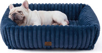 Bedsure ComfyFleece Cute Dog Bed for Small Medium Dogs Washable - M Plus(30" x24" x8") / Night Blue