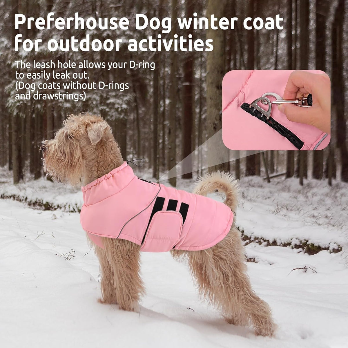 Dog Winter Jacket, Dog Windproof Reflective Jacket for Golden Retriever – Essentials for Dogs - Pink / XXXX-Large - image 4