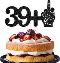 Ephlyn 1Pc 49+1 Black Glitter Cake Topper 50th Birthday Party Cake - 40th-1Pcs / Black