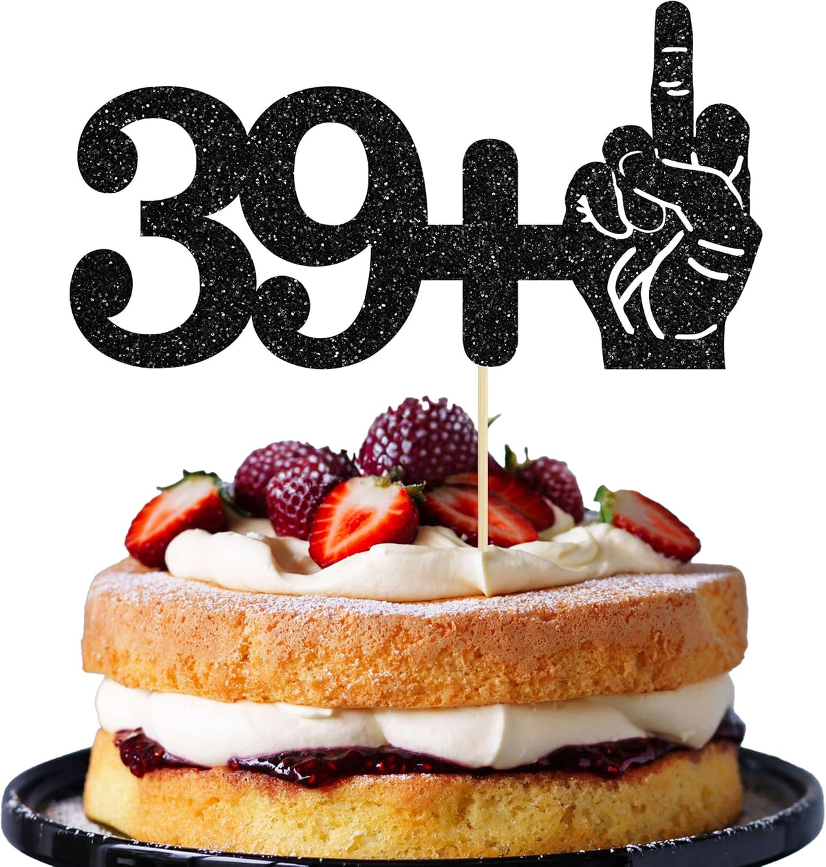 Ephlyn 1Pc 49+1 Black Glitter Cake Topper 50th Birthday Party Cake - 40th-1Pcs / Black