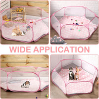 Guinea Pig Playpen with Mat Small Animal - Pink / Star - image 4