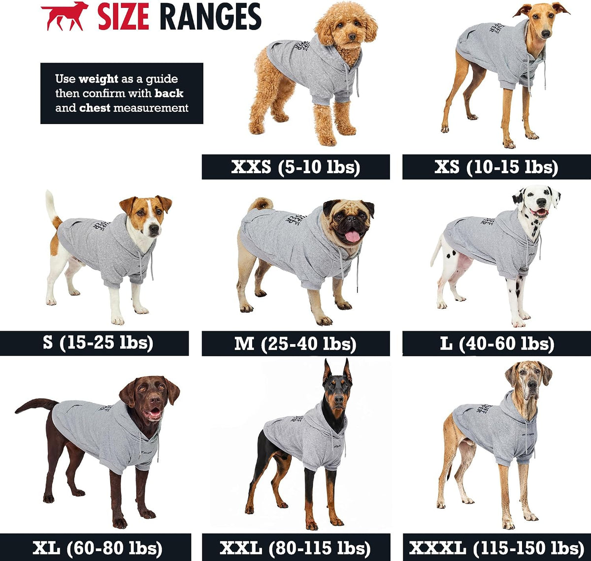Tuff Pupper Dog Hoodie, Premium Quality Insulated Fabric - Heather Grey / Small (15-25 lbs) - image 2