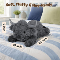 Wepop 5lbs Highland Cow Weighted Stuffed Animals 22in Giant Highland - Highland Cow-greyp - image 4