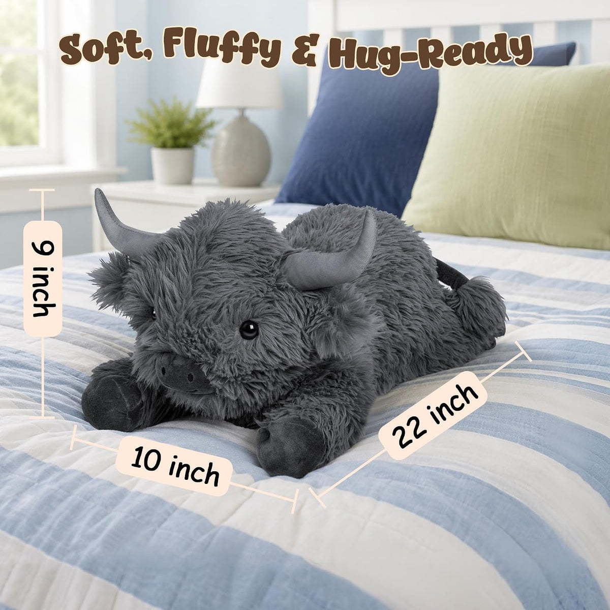 Wepop 5lbs Highland Cow Weighted Stuffed Animals 22in Giant Highland - Highland Cow-greyp - image 4