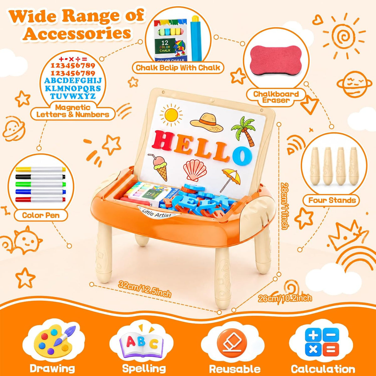Cokzer Magnetic Drawing Board - Creamy Orange - image 4