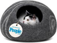 Cat Cave, New Zealand Wool Bed for Indoor Cats - Dark Gray / Large