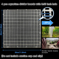 Adjustable Platic Grip Panel Aquarium Fish Tank Divider Filter Bottom - 4pcs 11.8X11.8Inch with 0.35Inch hole / White - image 2