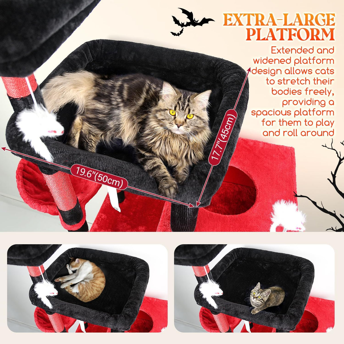 Globlazer Extra Large Cat Tower for Big Cats 20 lbs, F81 - 81 inch / Red Black - image 3