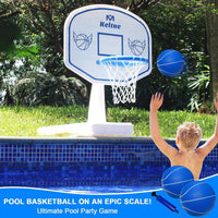 Pool Basketball Hoop, 34"x34"x42.2" Oversized Pool Toys with 2 Balls/Nets/Pump for Poolside Water - White - image 3
