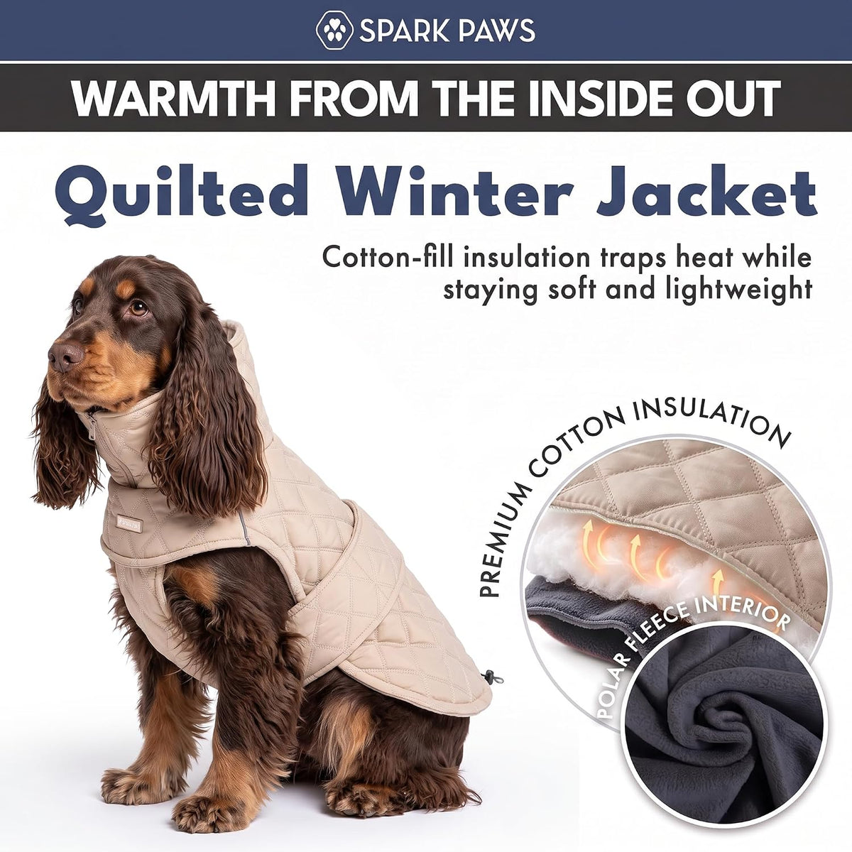 Spark Paws Quilted Dog Winter Coat - Beige / 3XL - image 4