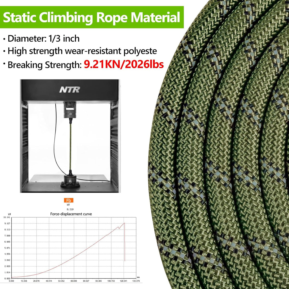 Heavy Duty Dog Leash, 15FT Training Leash with Swivel Lockable Hook, Padded Handle and Highly - 50ft*3/8" / Olive - image 2