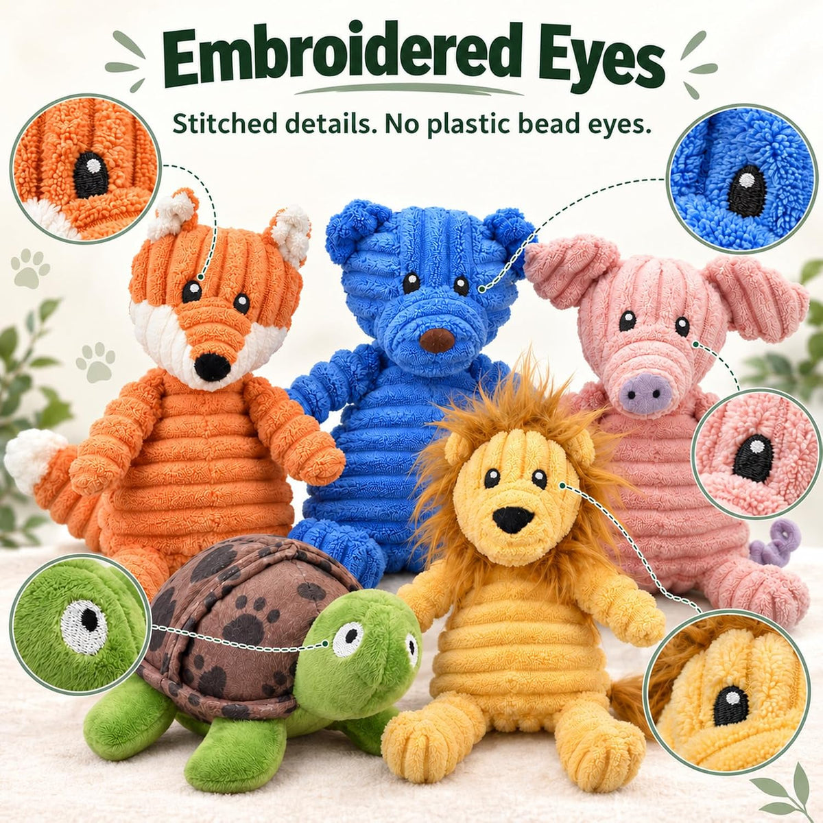 LECHONG 5Pack Dog Squeaky Plush Toys Puppy Toys Assortment Value - muti-color - image 2