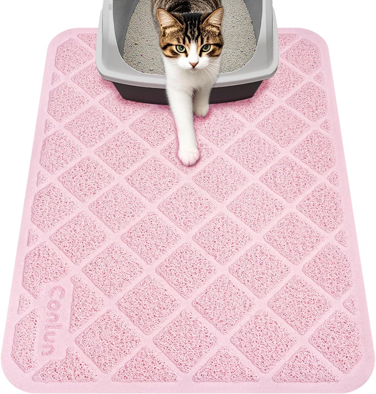 Conlun Cat Litter Mat Litter Trapping Mat - Pink / Small (24" x 17")