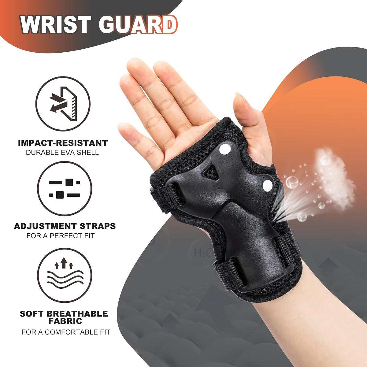 2PM SPORTS Knee and Elbow Pads Set with Wrist Guards for Kids Girls - Black / Small - image 2