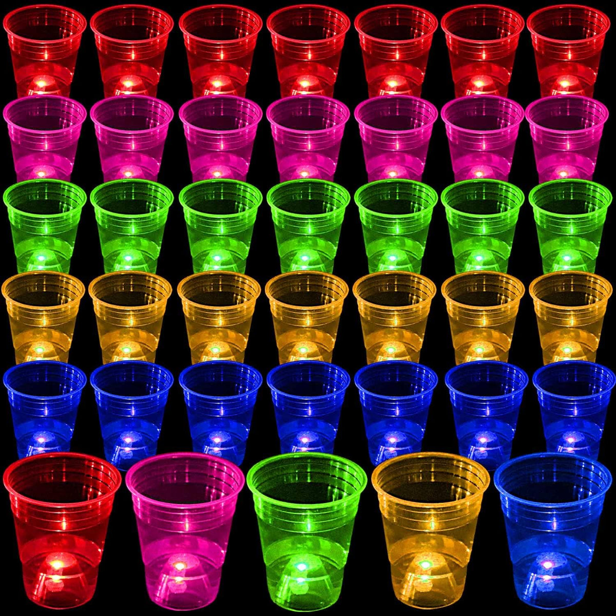 40 Pcs Glowing Party Cups 16oz for Indoor Outdoor