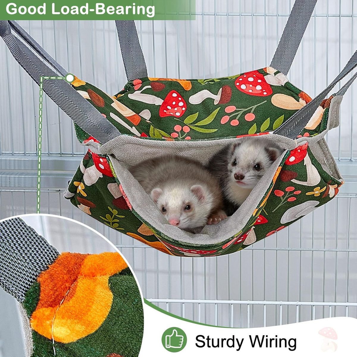 Glittme 4 Pack Cozy Ferret Hammock - Mushrooms - image 4