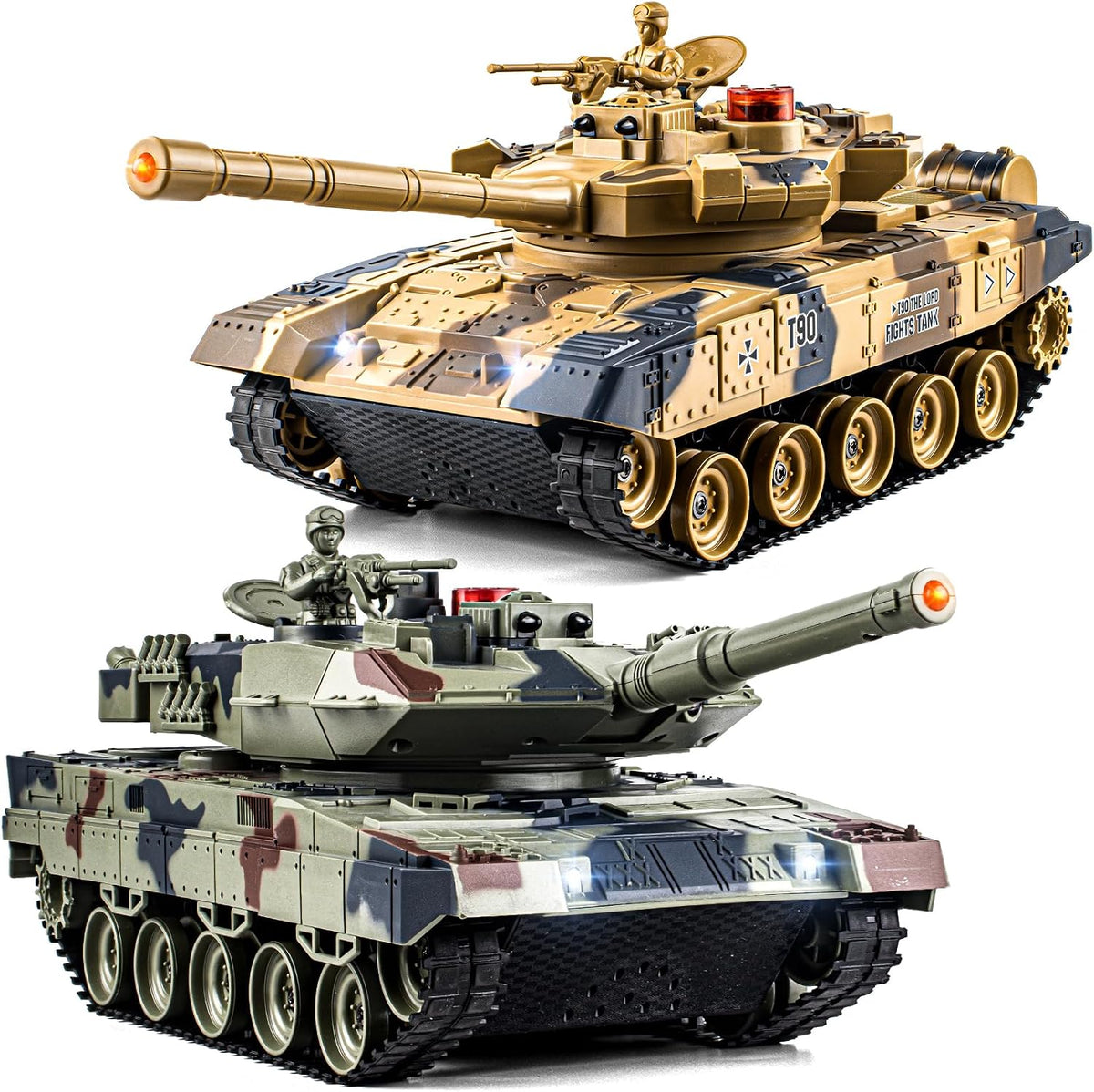 Supdex 1/24 RC battle tank set, M1A2 and Leopard II tanks with remotes - view 2