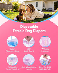 Disposable female dog diapers, size XXS, 40 pieces, absorbent leak barrier - view 3