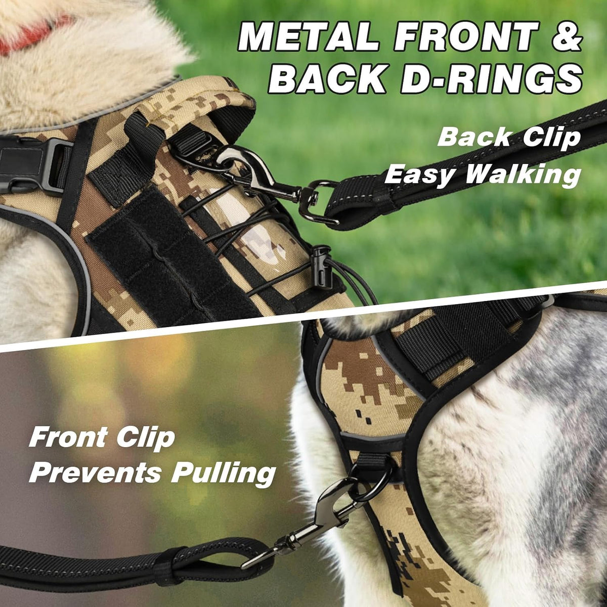 Tactical Dog Harness for Large Dogs - Camo / Medium: 30-50 lbs (Chest:24-28",Neck:17-19") - image 3
