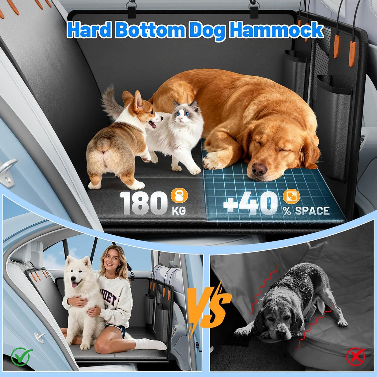 Dog Car Seat Cover for Back Seat - Matte Black / L - For Cars/SUV/ Sedans/MPV - image 4