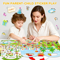 6 Sets Reusable Sticker Book for Toddlers 3-6 - Beach+Supermarket+Party - image 2