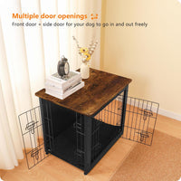 27" Dog Crate Furniture, Dog Kennel Indoor - Black+Rustic Brown / 27.2"L x 20.1"W x 23.6"H - image 2