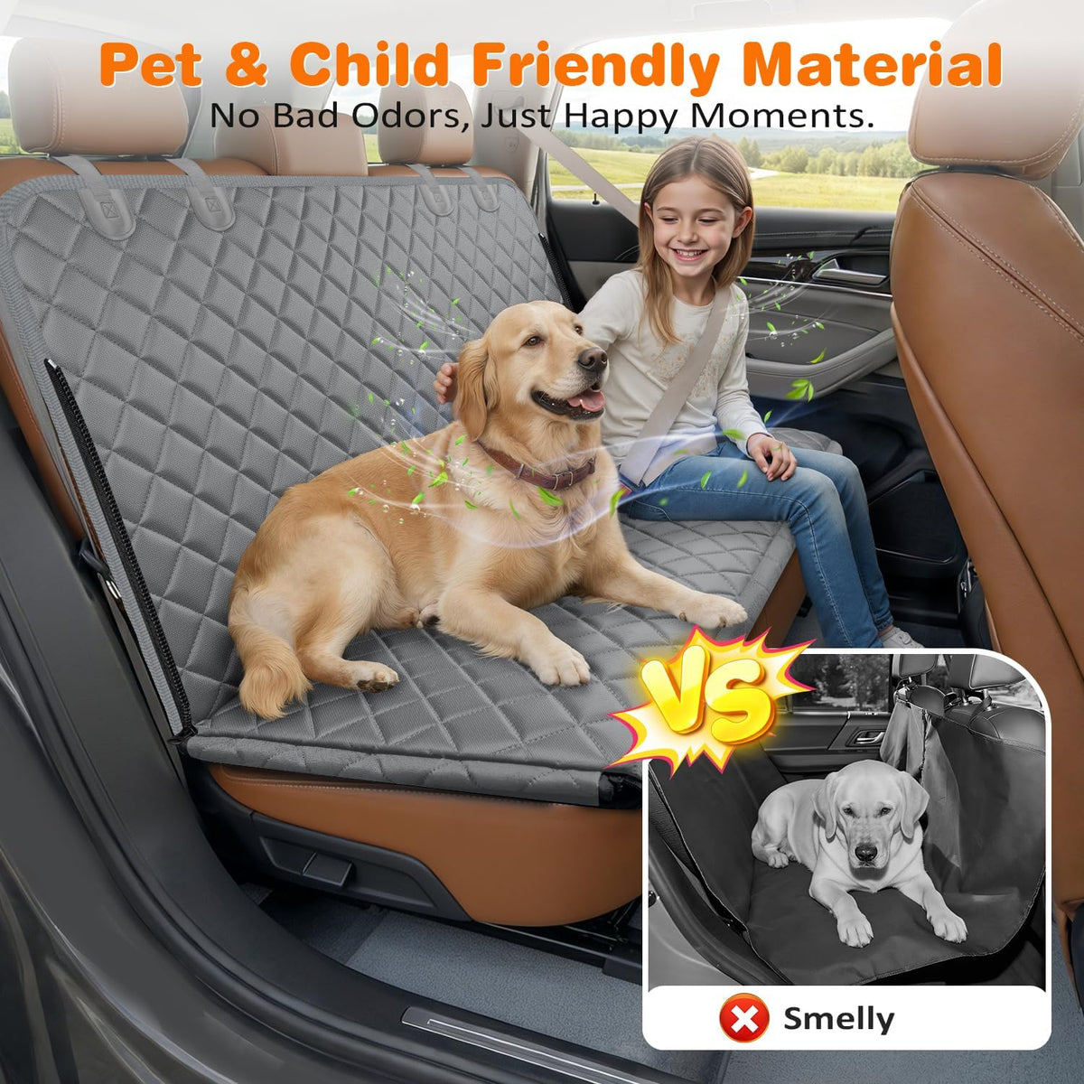 URPOWER 4 in 1 Dog Car Seat Cover for Back Seat - Gray / X-Large - image 2